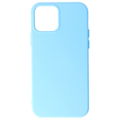 Husa iPhone 12 Pro, SIlicon Catifelat cu interior Microfibra, Light Blue